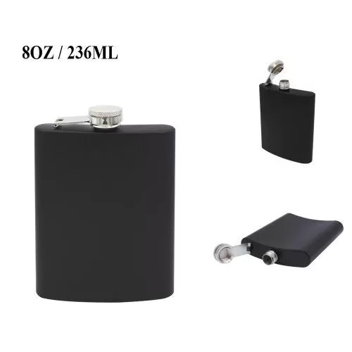 8oz BLACK HIP FLASK HA-013