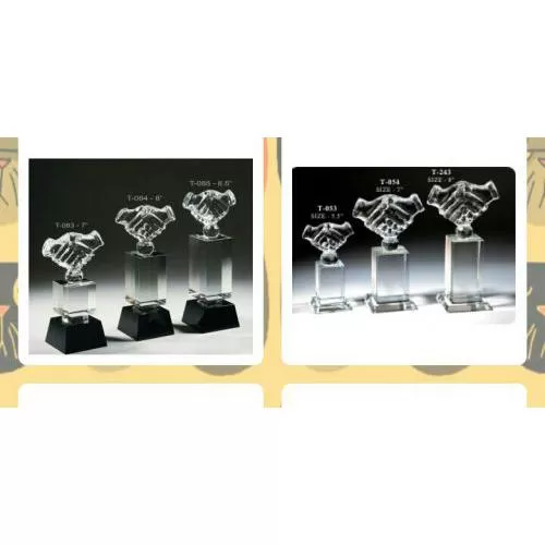 Hand shake Crystal Trophie