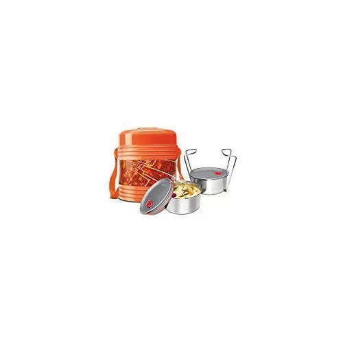 Milton Vector Deluxe 2 Plastic Leak Lock Tiffin Box Set, 3-Pieces, Orange FG-THF-FTT-0062