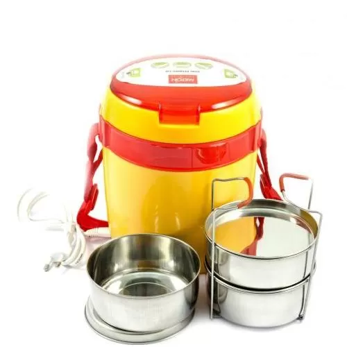 Milton Futron Electric Tiffin 3 Containers, Yellow-Red Colour FG-ELG-ELT-0008