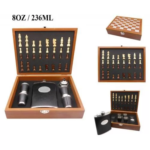 8OZ WOODEN CHESS BAR SET HA-050