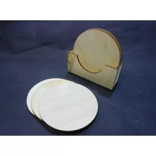 6PC ROUND WOODEN COASTER HA-109