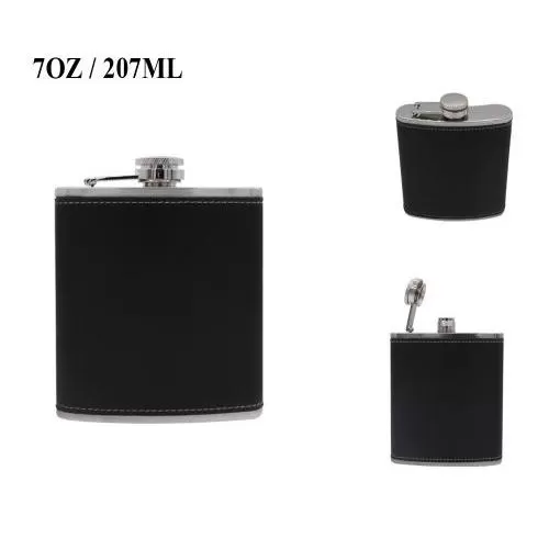 7OZ LEATHER HIP FLASK HA-136