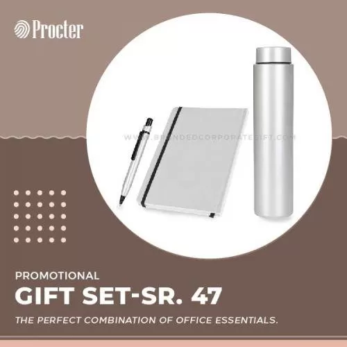 Ideal 3 in 1 White Gift Set- Bottle, Pen, Diary Sr. 47