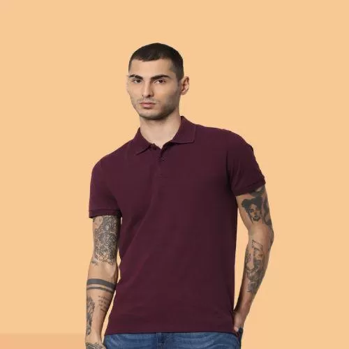 JJ & VM-Jacquard Polo Collar Neck T-shirt