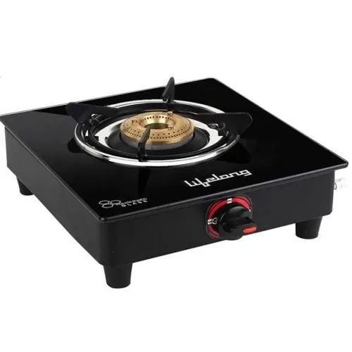 Lifelong LLGS201 Open Single Burner Glass Gas Stove 