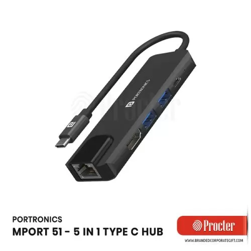 Portronics MPORT 51 5-in-1 Type C HUB