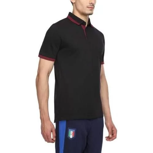 Puma ESS PIQUE TIPPING Polo T-Shirt Black/Zinfandel