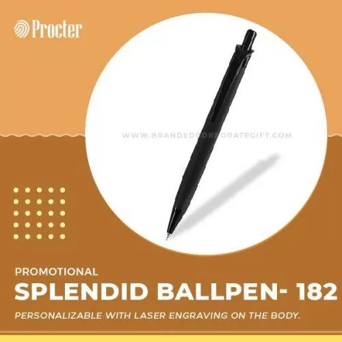 Splendid Personalized Metallic Black Ballpen- 182