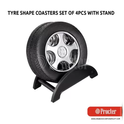 TYRE Shape Coaster Set With Stand E112 