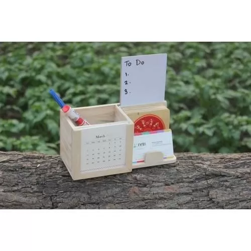 Warli calendar desk organizer Wooden