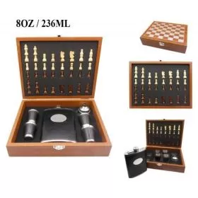 8OZ WOODEN CHESS BAR SET HA-050